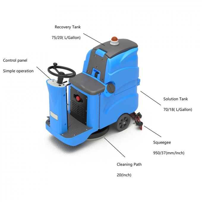 D7 Compact Ride On Floor Scrubber Dryer met grote watertank en lange levensduur van de batterij 0